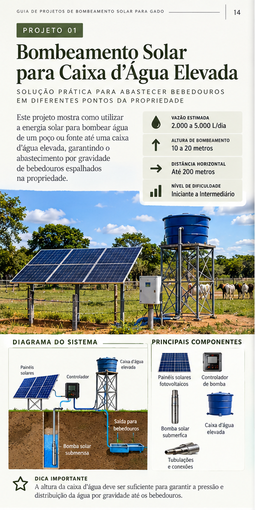 Terceira página dos projetos de bombeamento solar para gado